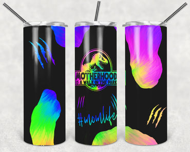 Motherhood is a Walk in the Park Black Tie Dye 20 oz Skinny Sublimation Tumbler