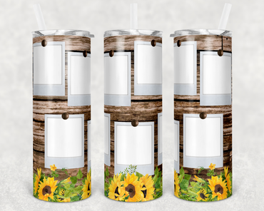 Sunflower Polaroids Custom Photo 20 oz Skinny Sublimation Tumbler