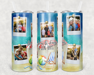 Beach Days and Sun Rays Polaroids Custom Photo 20 oz Skinny Sublimation Tumbler