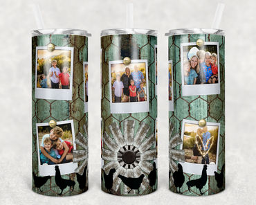 Chicken Wire Windmill Polaroids Custom Photo 20 oz Skinny Sublimation Tumbler