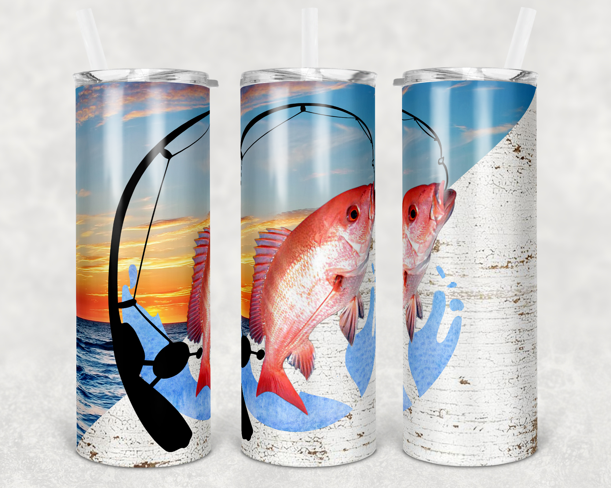 Red Snapper Fishing 20 oz Skinny Sublimation Tumbler