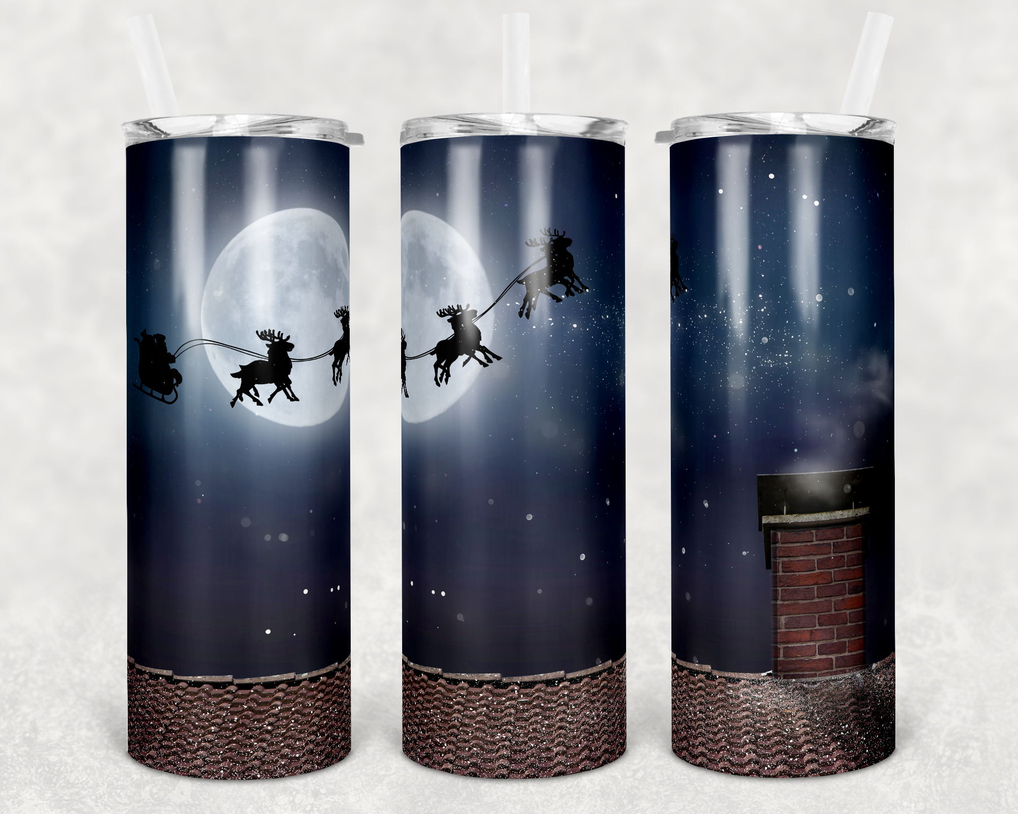 Santa Rooftop 20 oz Skinny Sublimation Tumbler