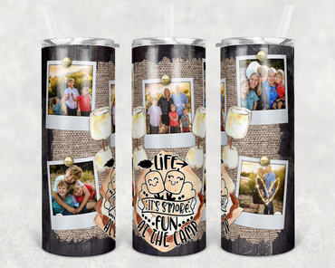 Life is S'more Fun at Camp Custom Polaroid Photo 20 oz Skinny Sublimation Tumbler20 oz Skinny Sublimation Tumbler