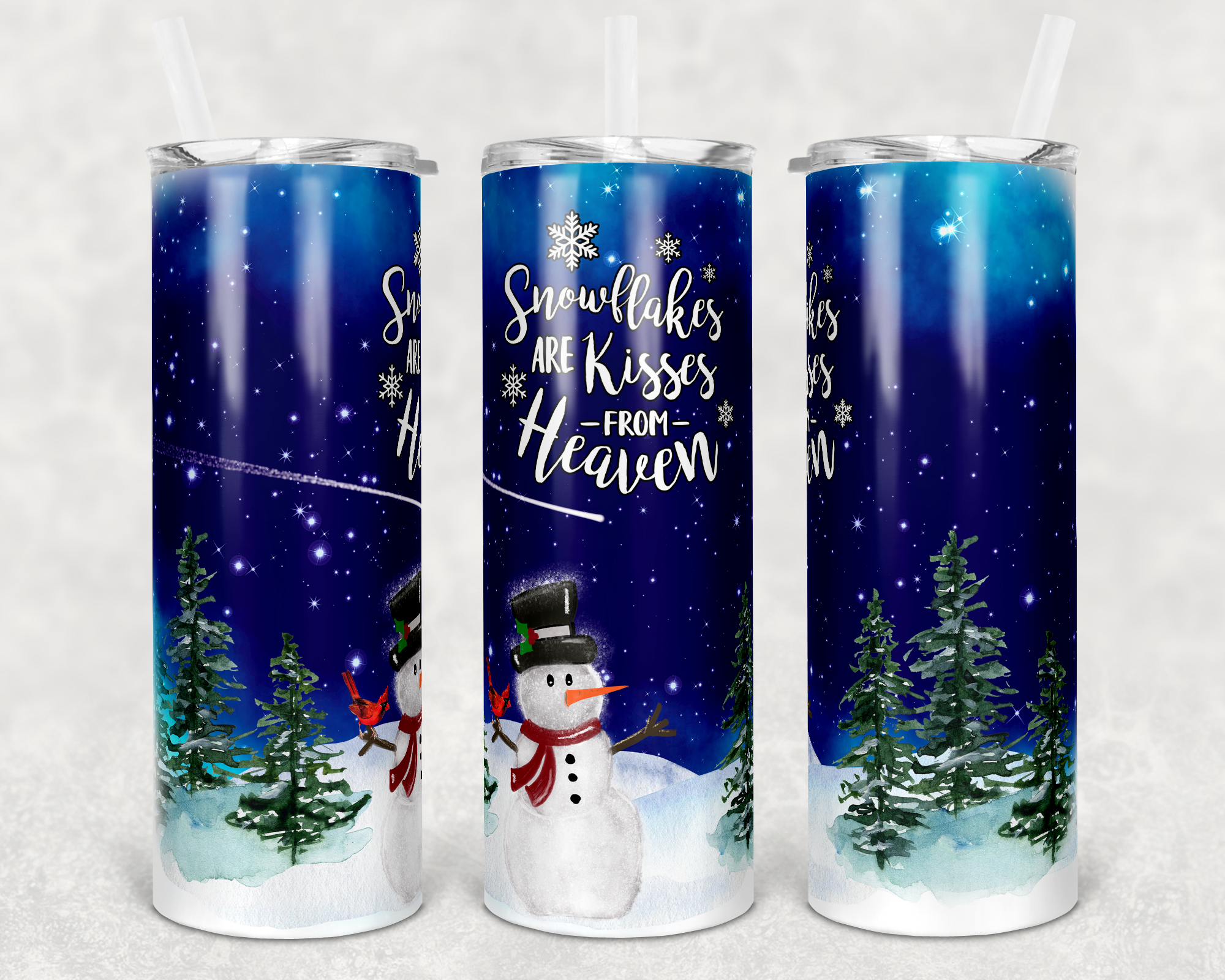 Snowflakes Are Kisses From Heaven 20 oz Skinny Sublimation Tumbler