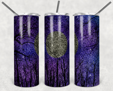 Starry Night Faux Glitter 20 oz Skinny Sublimation Tumbler