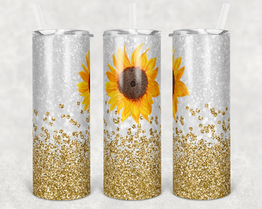 Sunflower Gold Faux Glitter 20 oz Skinny Sublimation Tumbler