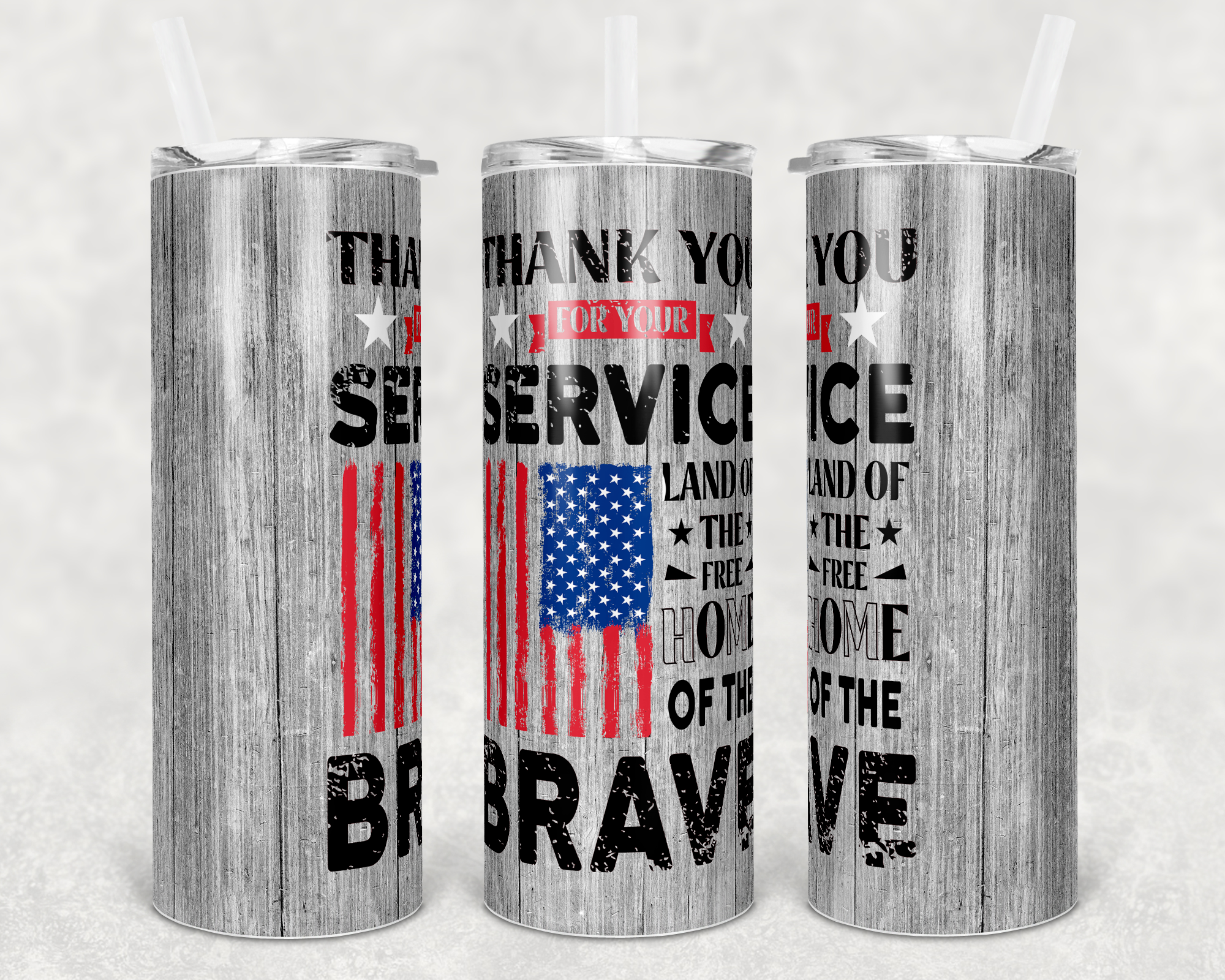 Thank You For Your Service Veteran 20 oz Skinny Sublimation Tumbler