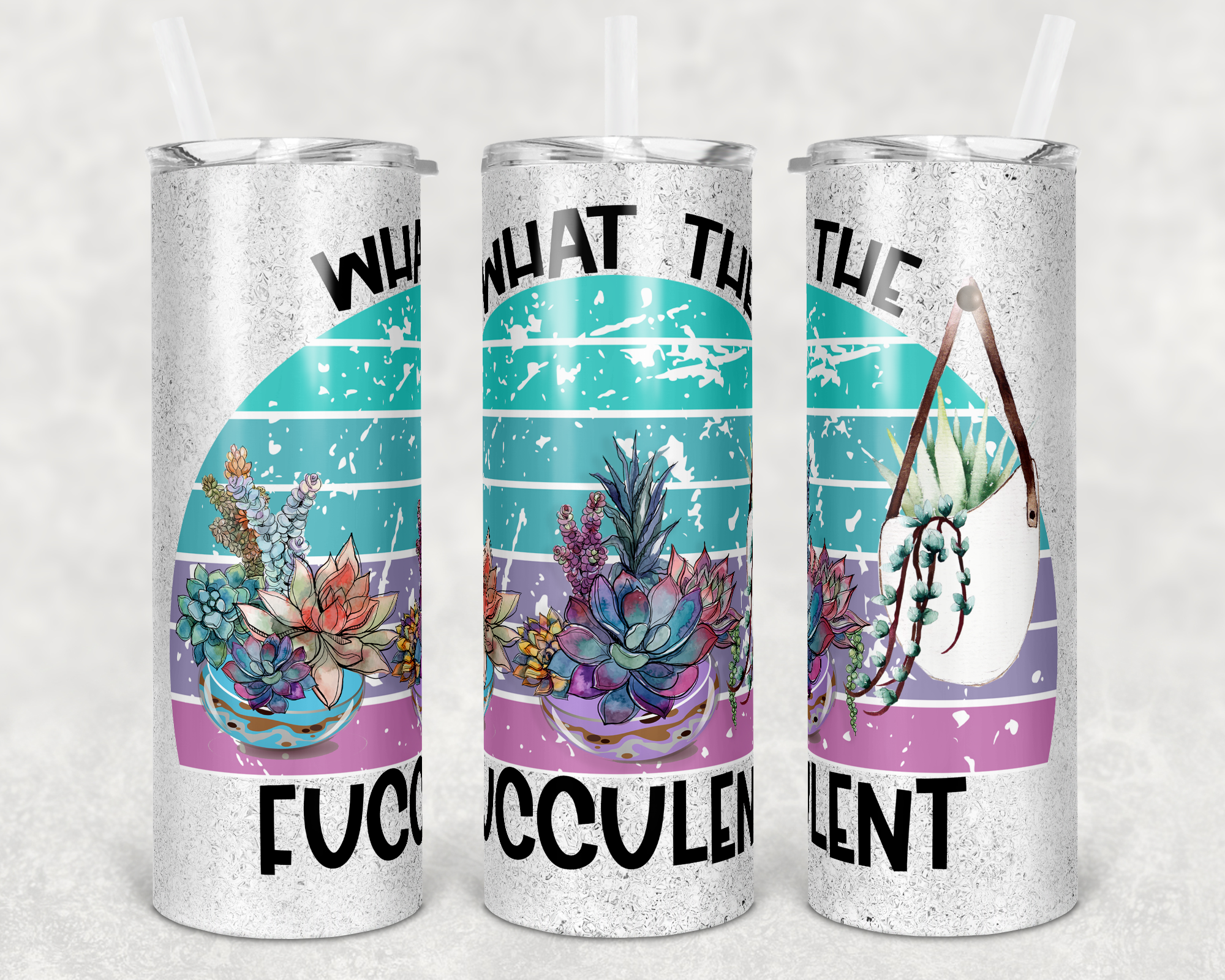 Teal Purple What the Fucculent 20 oz Skinny Sublimation Tumbler