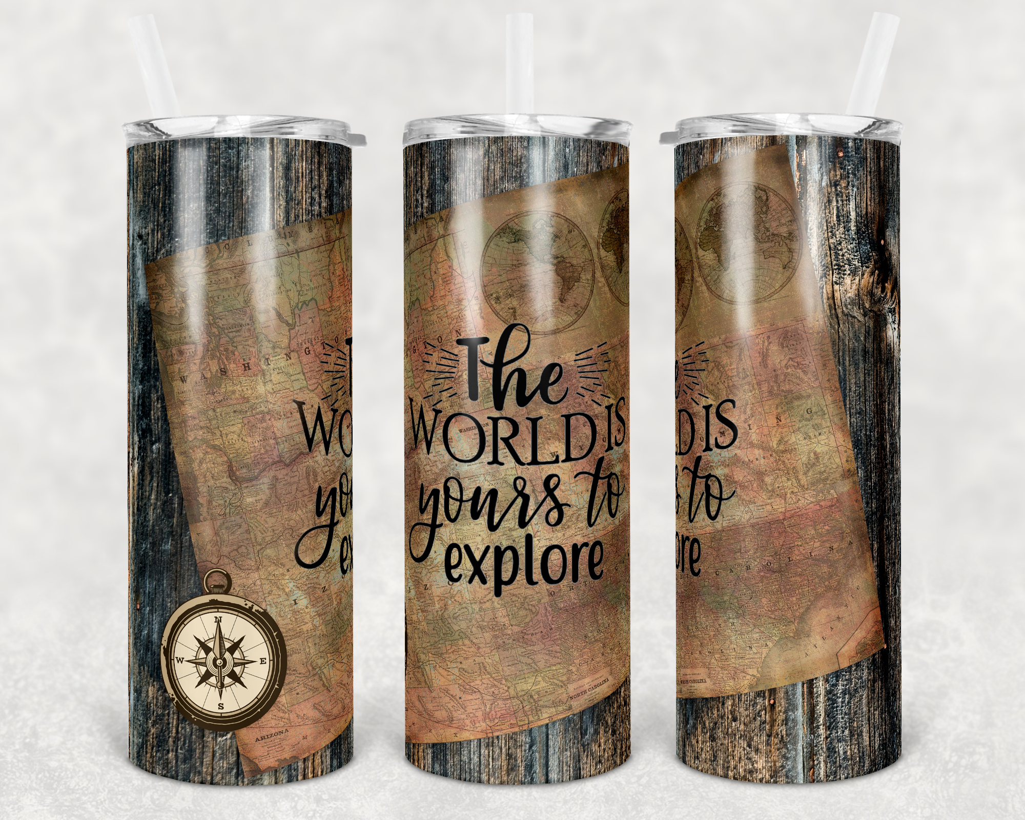 The World is Yours to Explore 20 oz Skinny Sublimation Tumbler